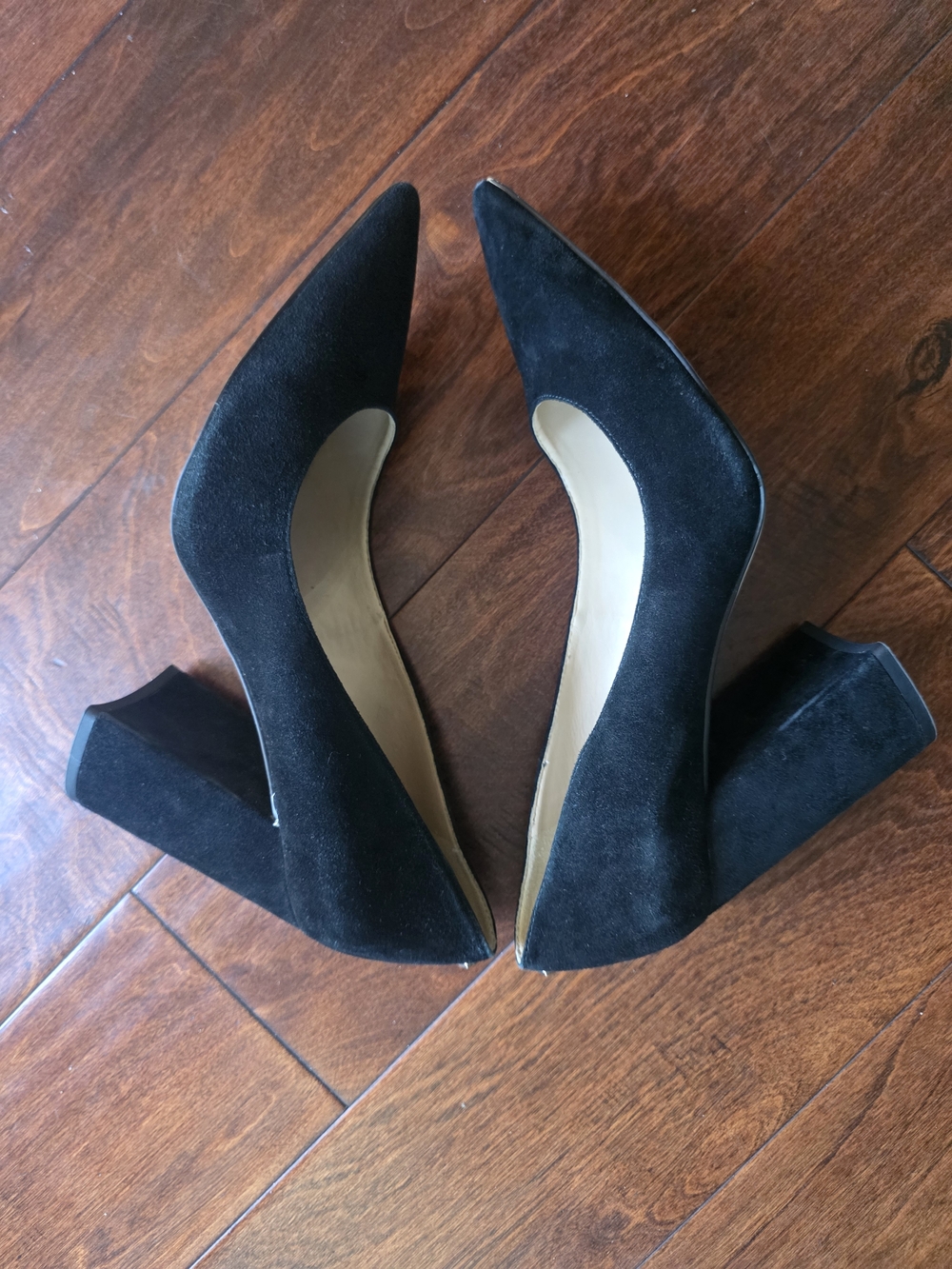 Sam Edelman Halston Black Suede Pointed Toe Block Heel Pumps - Size 9.5 - Picture 4 of 12